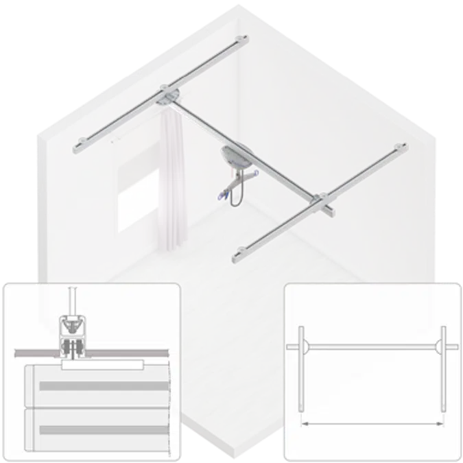 272 kg (600lb) Embedded Room Covering assembly, max span 6200mm, and Maxi Sky 2ic, (parametric)