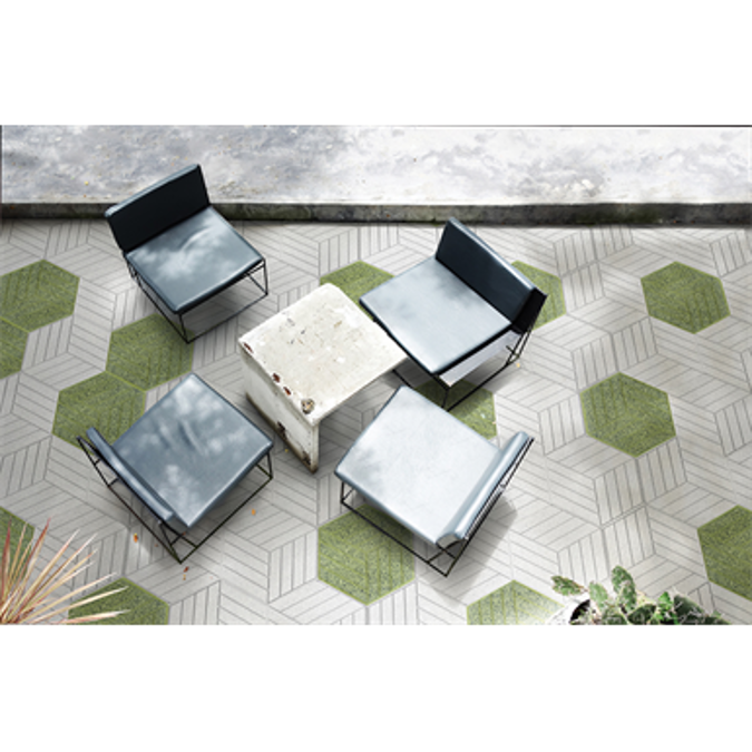  Hexagon polished terrazo white ribbon Side 200 mm