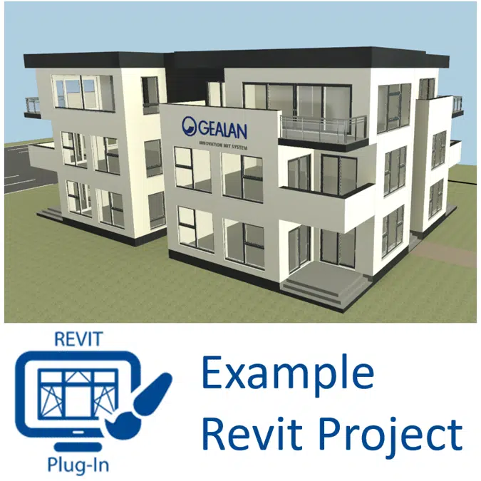 Inspiring window and door designs in the GEALAN building model - Created with the GEALAN Plug-In for Revit