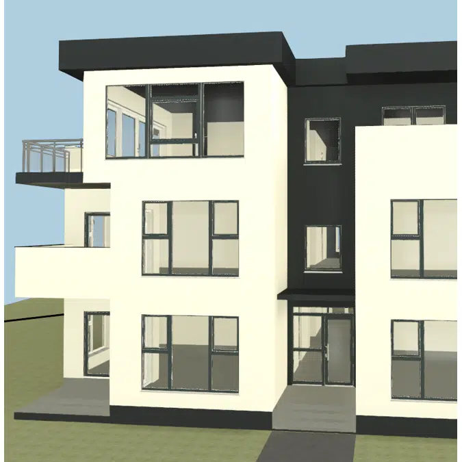 Inspiring window and door designs in the GEALAN building model - Created with the GEALAN Plug-In for Revit