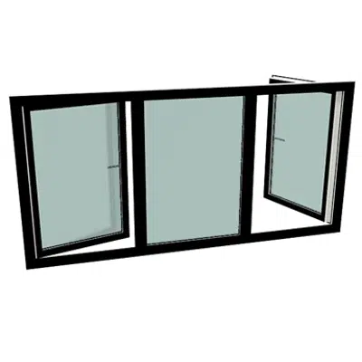 kép a termékről - S9000 háromszárnyú ablak, bal és job oldalon bukó-nyíló szárnyakkal