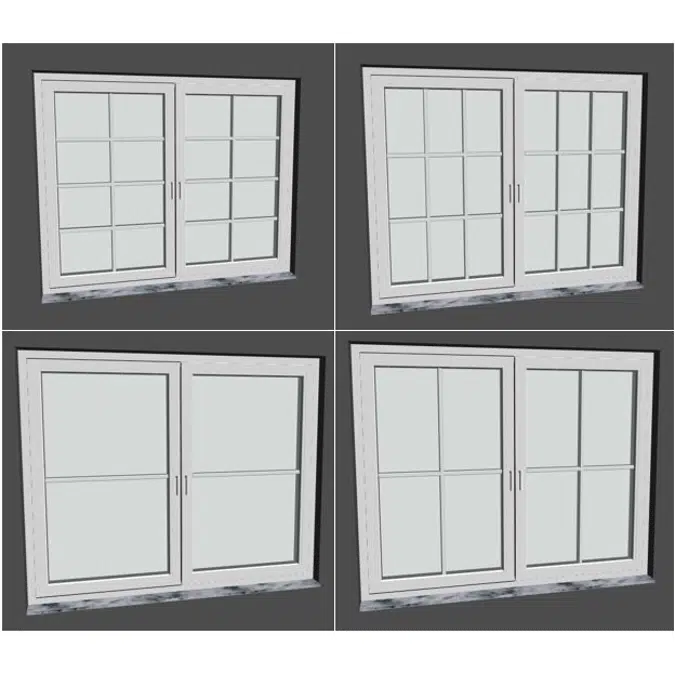 S9000 Double-vent window with Sash bars (variable number of Sash bars)