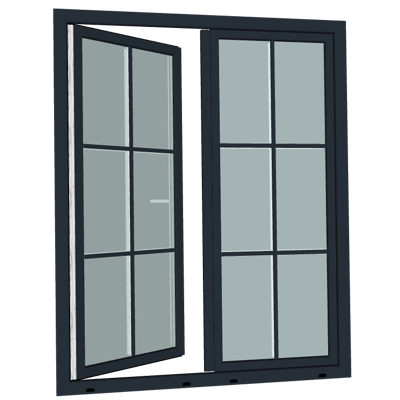 S9000 Double-vent window with Sash bars (variable number of Sash bars) için görüntü