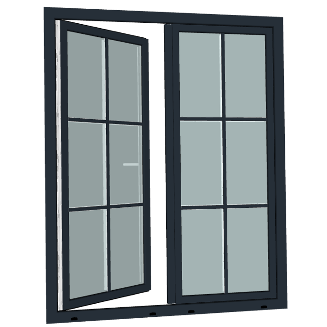 S9000 Double-vent window with Sash bars (variable number of Sash bars)