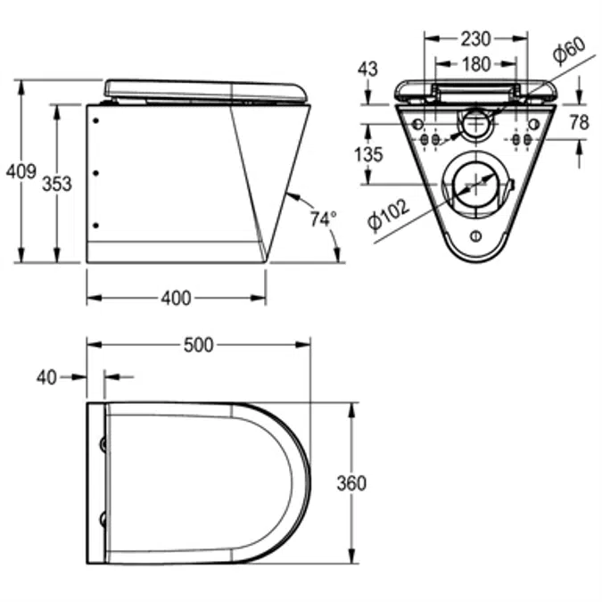 CAMPUS Wall hung WC pan CMPX592W