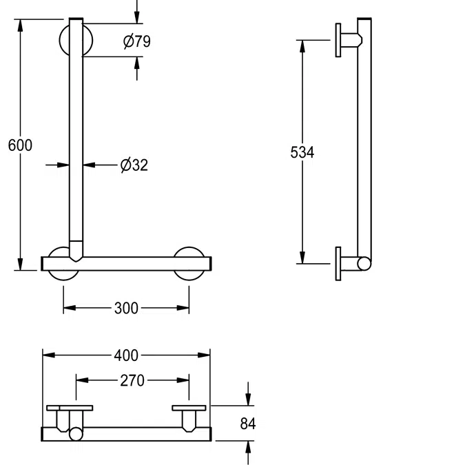 MEDCARE 90° angled grab rail MEDC0007