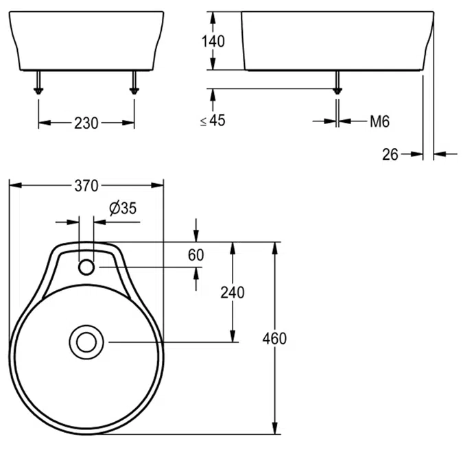 RONDAtop countertop washbasin ANMT2002