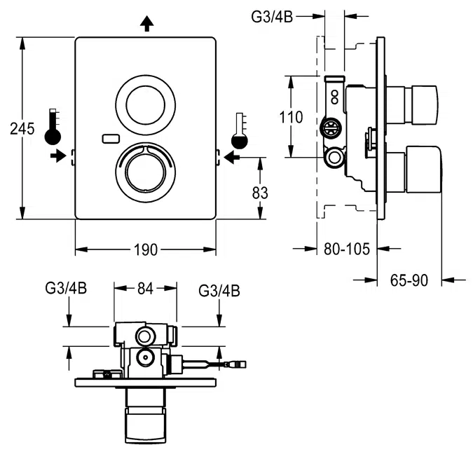F5S Self-closing thermostatic mixer F5ST2037