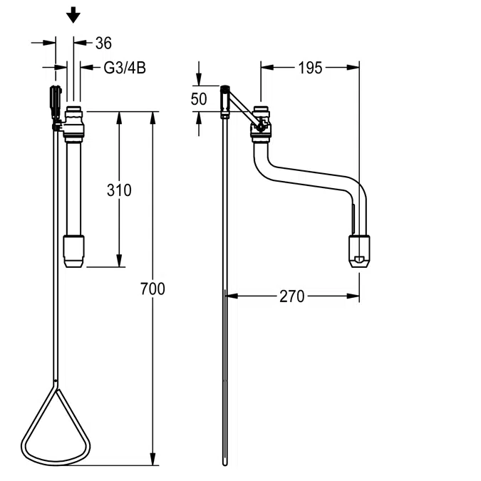 Emergency shower activated by a pull-rod FAID0009
