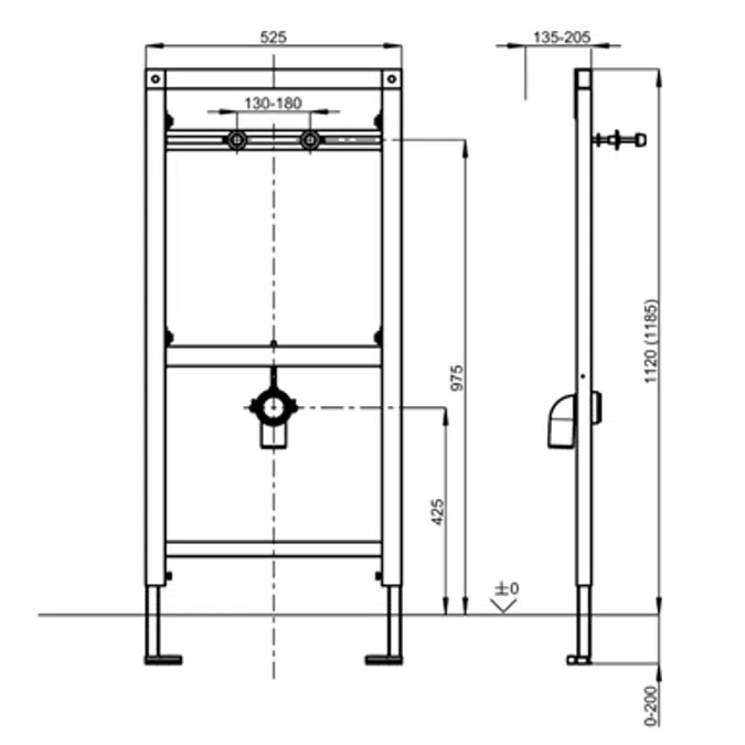 AQUAFIX urinal installation frame for waterfree urinals CMPX137