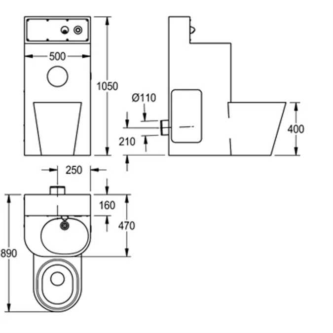 HEAVY-DUTY WC washbasin combination HDTX816M