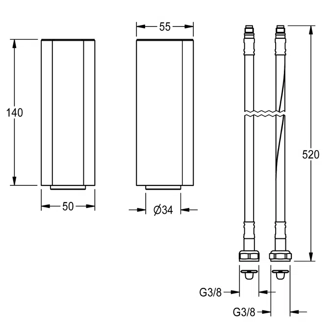 Socket for increasing the tap body by 140 mm ACSX1001