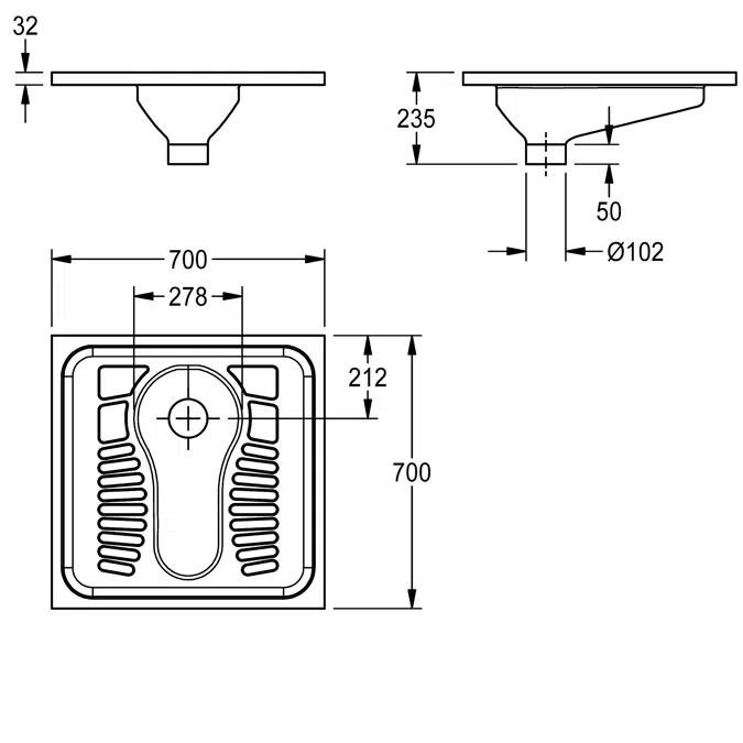 Objets BIM et CAO Toilette CAMPUS squat toilet CMPX503N KWC Group AG Polantis Modèles