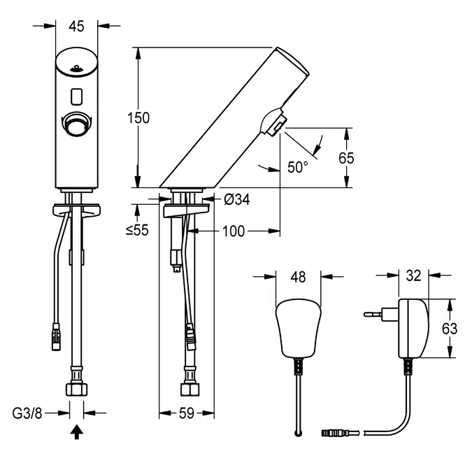 F3E electronic pillar tap F3EV1007