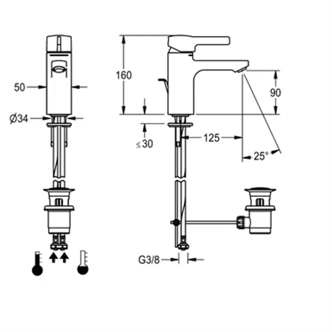 BIM object - Taps & Mixers - F5L-Mix single-lever pillar mixer F5LM1003 ...