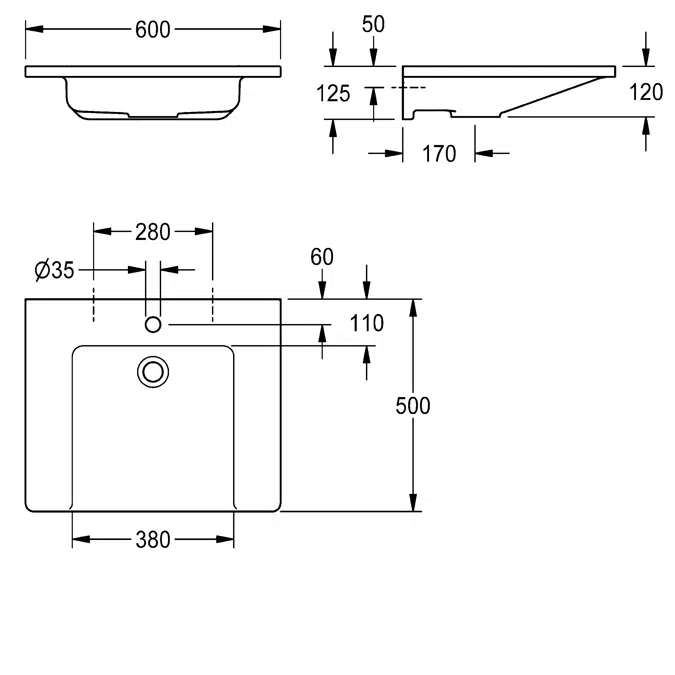 EXOS. Single washbasin ANMW0010N