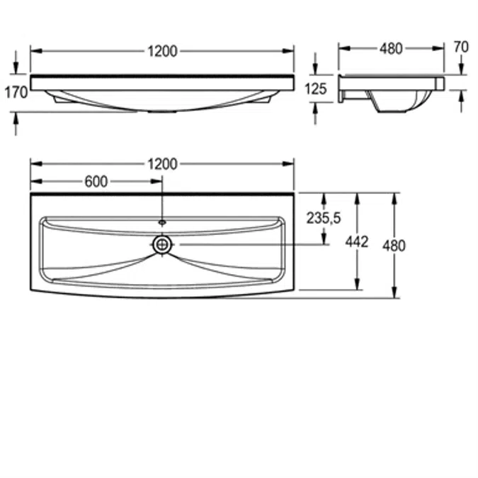 Wash trough MIRANIT SOLX1200