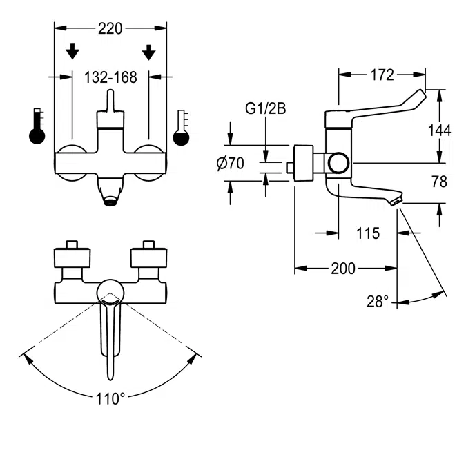 Thermostatic single lever mixer F4LT1024