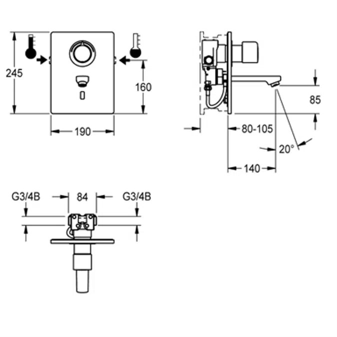 F5E-Therm electronic thermostat mixer F5ET1013
