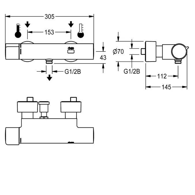 F5E-Therm electronic thermostat wall-mounted mixer F5ET2010