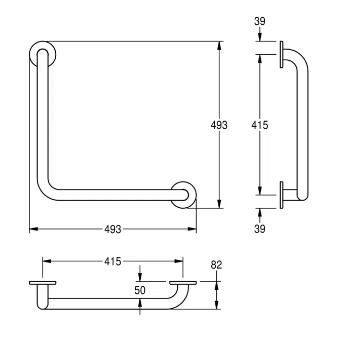 CNTX21W 90° angled grab rail CNTX21W