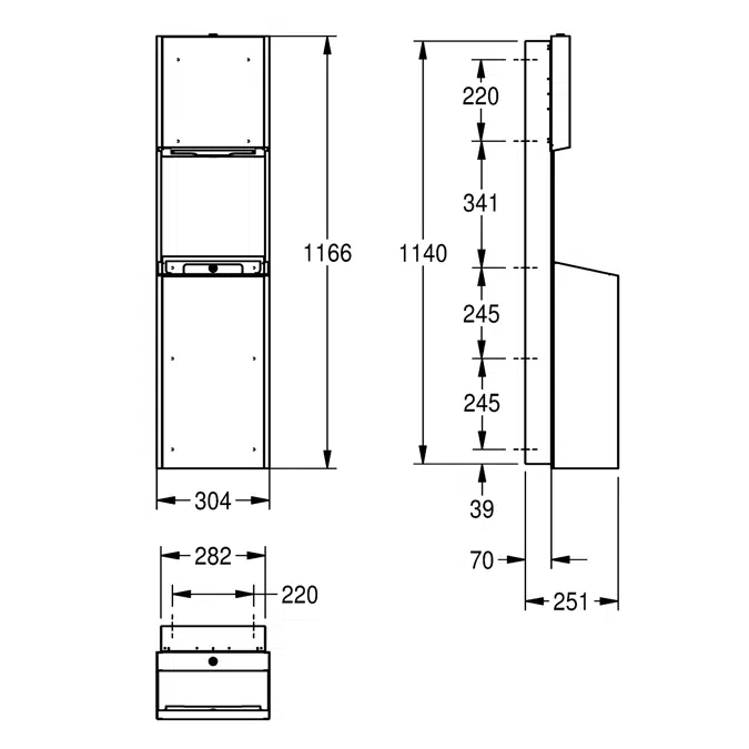 EXOS. paper towel dispenser and waste bin combination EXOS602EX