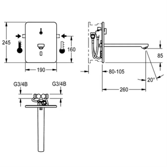 F3E-Mix electronic washbasin mixer F3EM1021