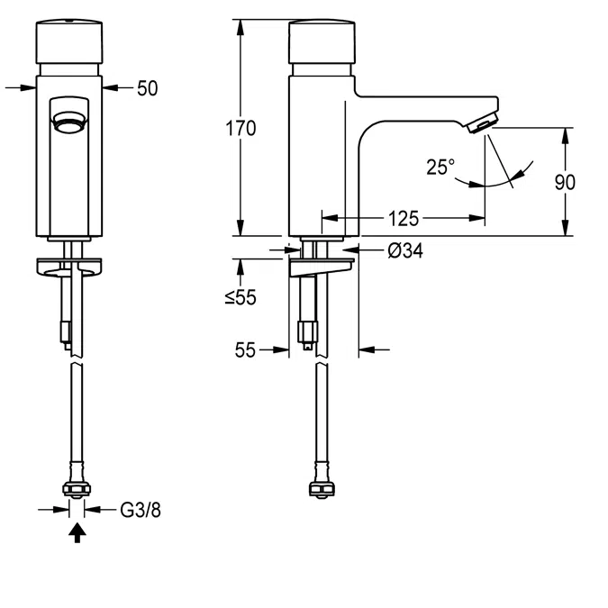 F5S self-closing pillar tap F5SV1002