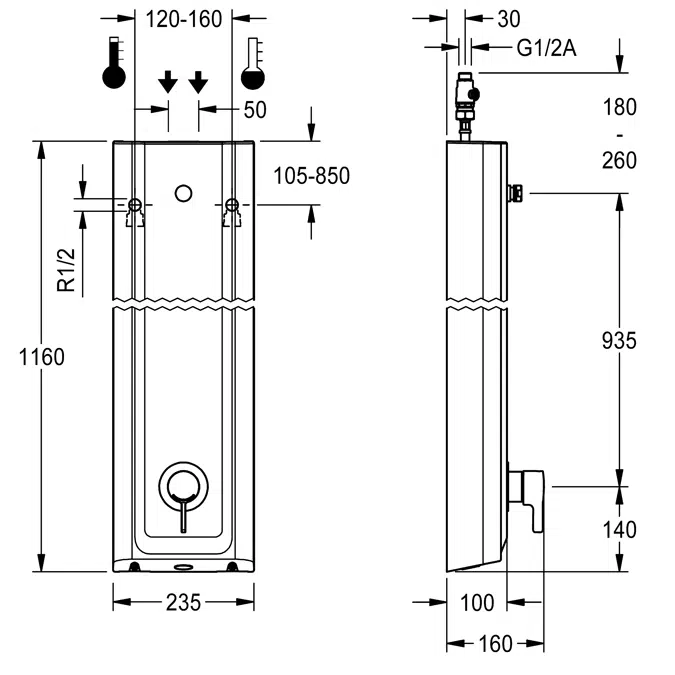 Shower panel made of MIRANIT F5LT2024