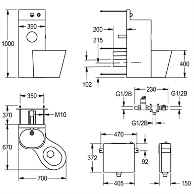 HEAVY-DUTY WC washbasin combination HDTX805R