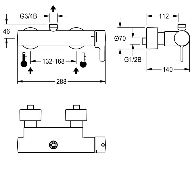 Thermostatic single-lever wall-mounted mixer F5LT2001