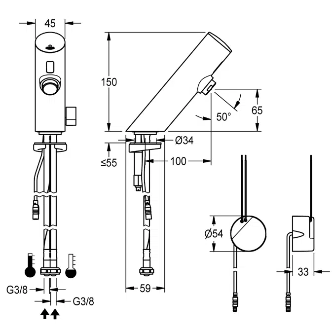 F3E-Mix electronic pillar mixer F3EM1008