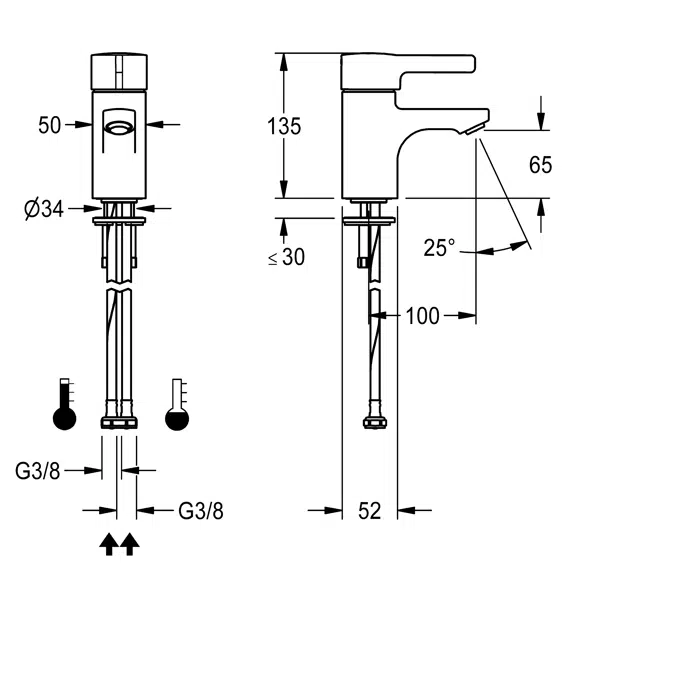Thermostatic single-lever pillar mixer F5LT1001