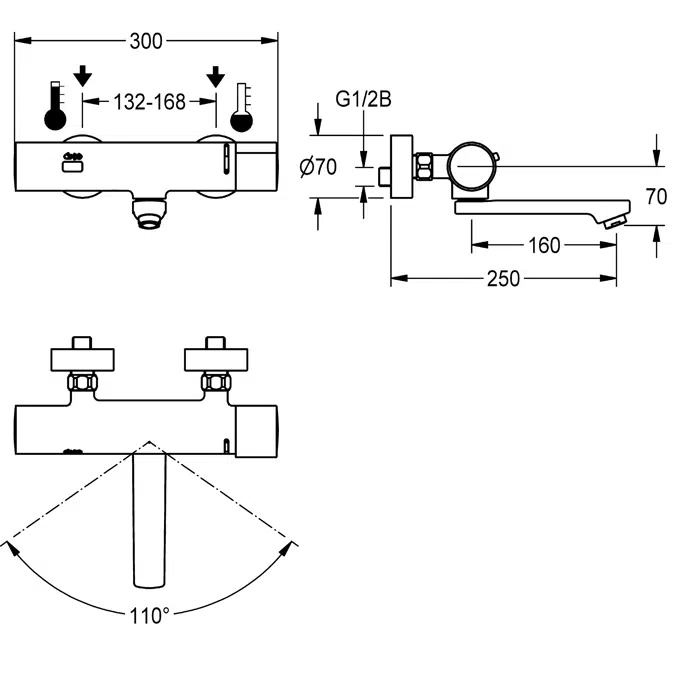 F3E-Therm electronic thermostat wall-mounted mixer F3ET1003