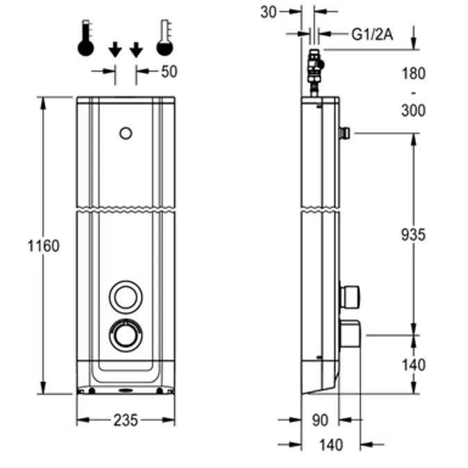 F5S Therm stainless steel shower panel F5ST2022