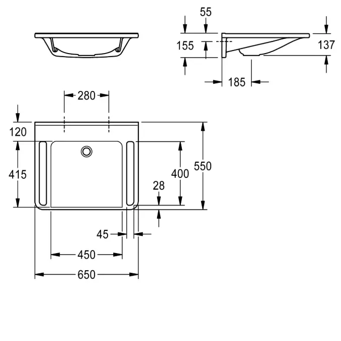 MEDCARE Single washbasin, barrier-free ANMW0043
