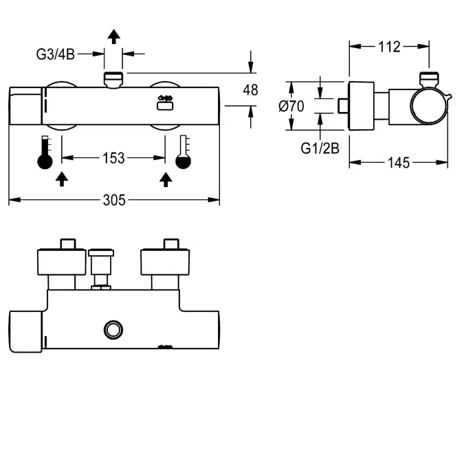 F5E-Therm electronic thermostat wall-mounted mixer F5ET2009