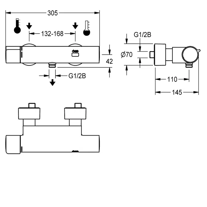 F5E-Therm electronic thermostat wall-mounted mixer F5ET2003