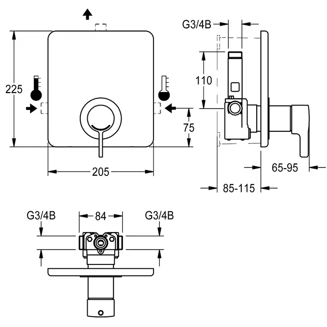 Thermostatic in-wall mixer F5LT2016