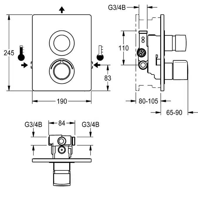 F5S Self-closing thermostatic mixer F5ST2032