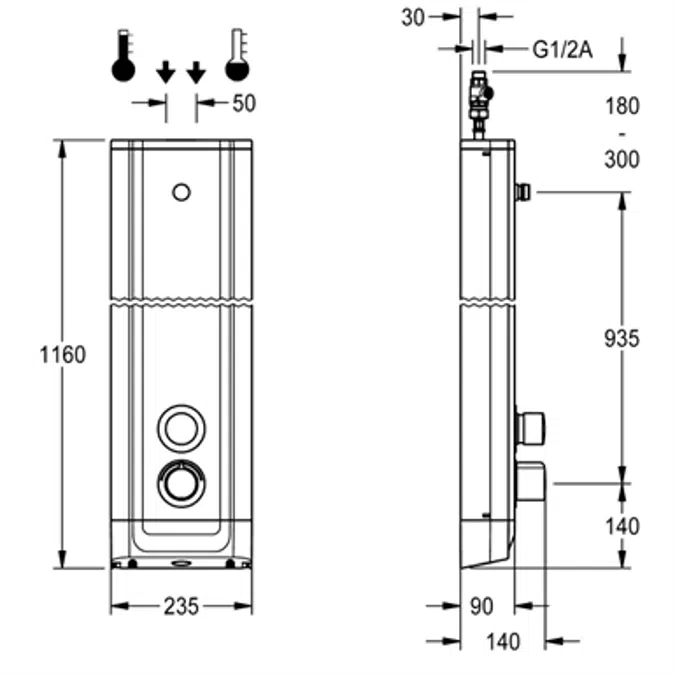F5S Therm stainless steel shower panel F5ST2020