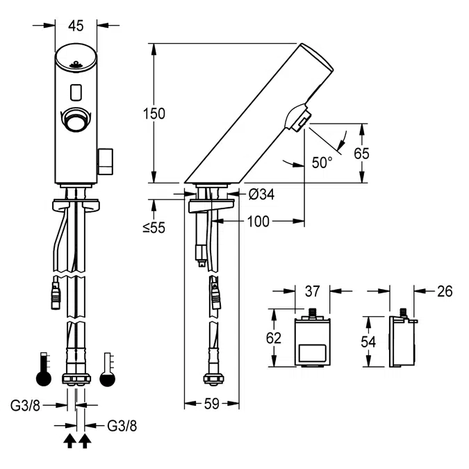 F3E-Mix electronic pillar mixer F3EM1006