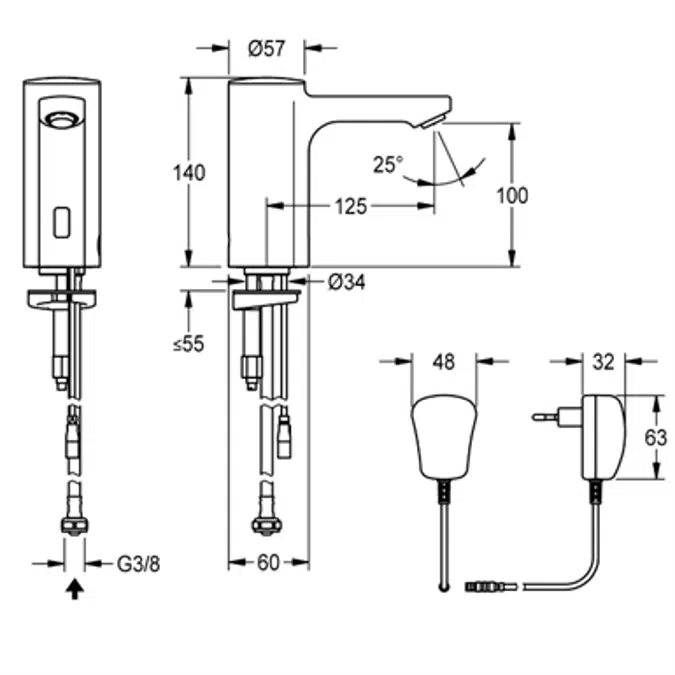 F5E electronic pillar tap F5EV1002