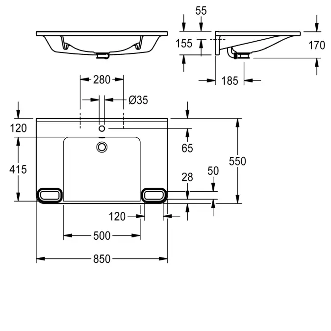 MEDCARE Single washbasin, barrier-free ANMW0046