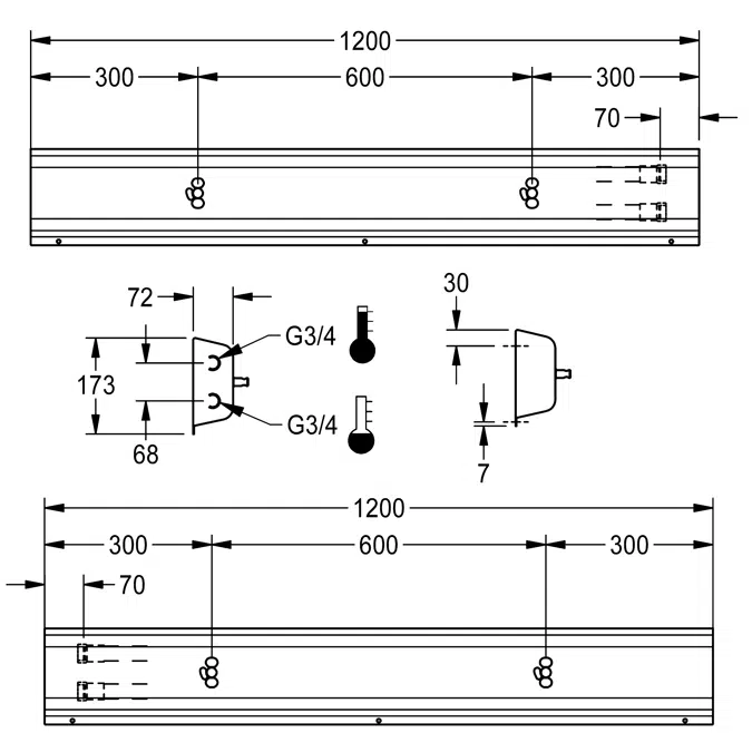 Fitting unit for wall mounting AQFU0216