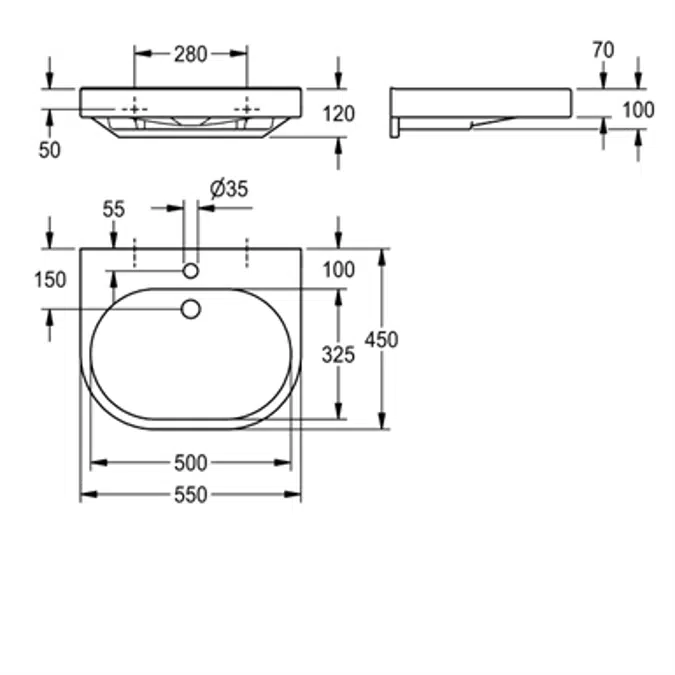 VARIUScare single washbasin, barrier-free ANMW503