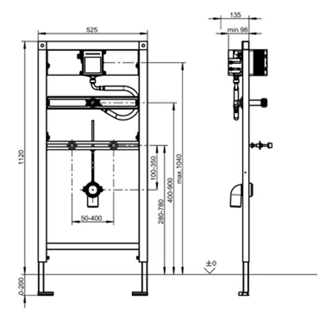 AQUAFIX installation frame for ceramic urinals AQFX0001