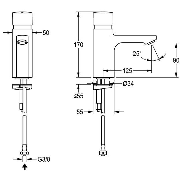 F5S self-closing pillar tap F5SV1001
