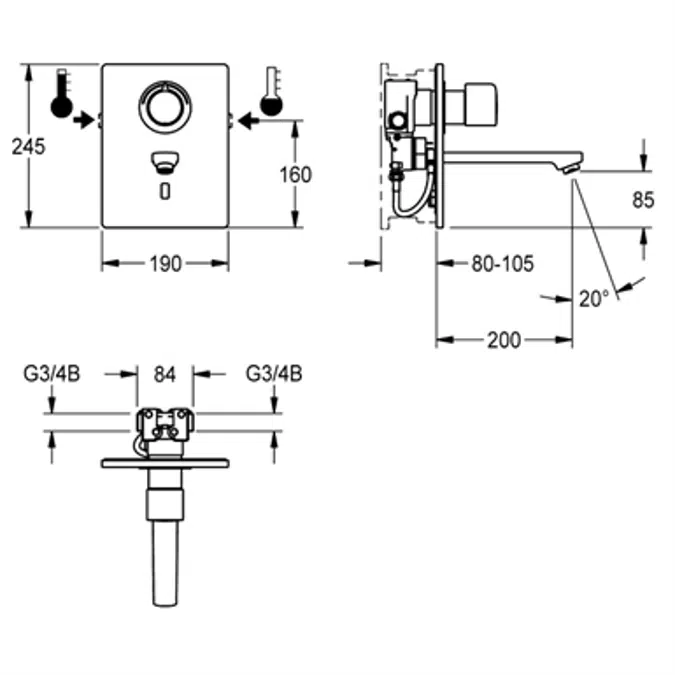 F5E-Therm electronic thermostat mixer F5ET1014