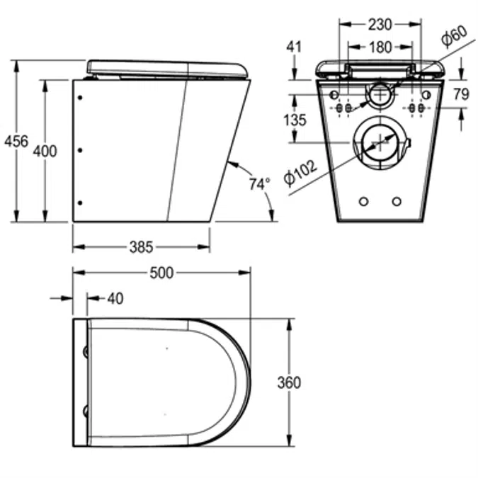 CAMPUS Floor standing hung WC pan CMPX597B
